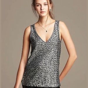 Banana Republic Metallic Medley Sequin Top- Petite